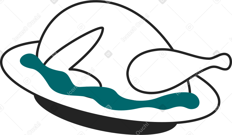 chicken on dishes Illustration in PNG, SVG