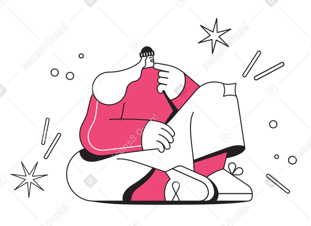 Girl watching stars and thinking PNG, SVG