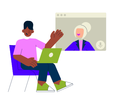 Online meeting between two people animated illustration in GIF, Lottie (JSON), AE