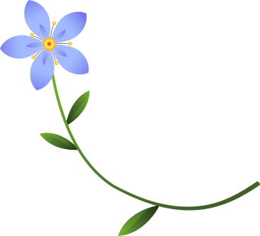 curved stem with a blue flower PNG, SVG