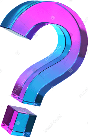 3D gradient glass question mark PNG, SVG