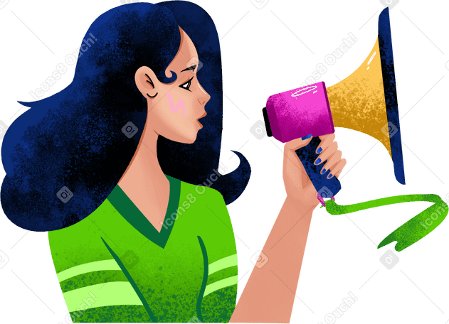 woman holding a loudspeaker PNG, SVG