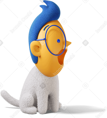 3D Boy with open mouth looking right PNG, SVG