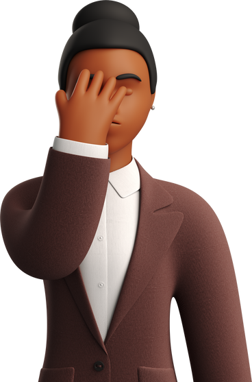 black businesswoman in brown suit facepalming PNG, SVG