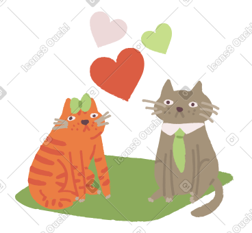 恋爱中的猫咪表达爱意 PNG, SVG