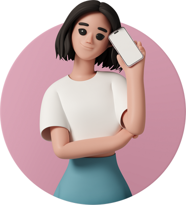 woman holding phone with white screen PNG, SVG