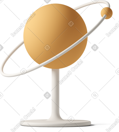 3D 橙色土星模型 PNG, SVG