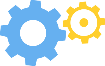 blue and yellow settings gears PNG, SVG