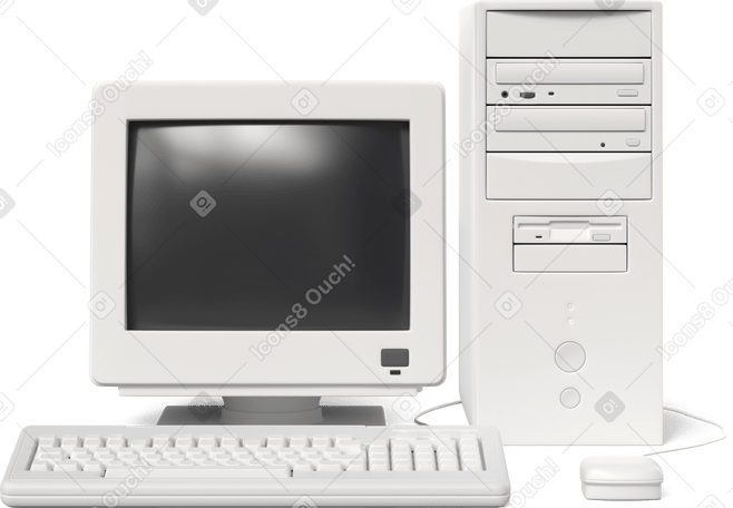 3D pc front view Illustration in PNG, SVG