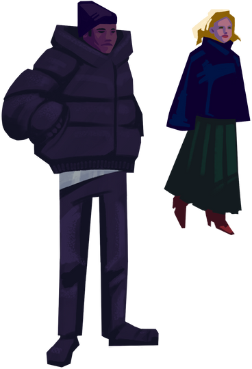 Standing people in winter outwear PNG、SVG
