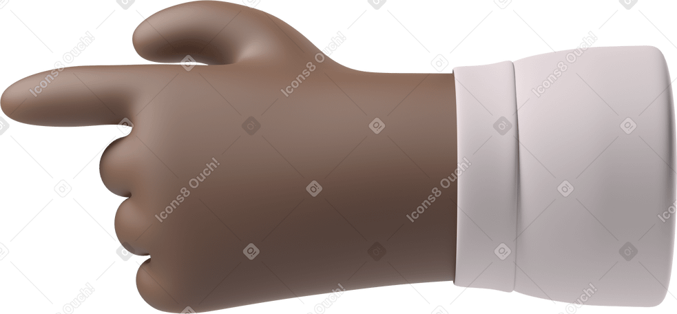 3D Black skin hand pointing left PNG, SVG