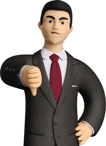 angry businessman in black suit showing thumbs down PNG, SVG