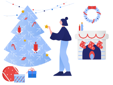 Decorating home for Christmas PNG, SVG