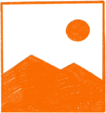Orangefarbenes bild mit bergen PNG, SVG