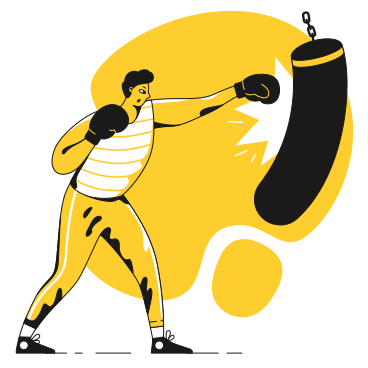 Boxer working out with a punching bag PNG, SVG