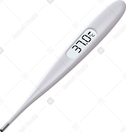3D thermometer showing 37 celsius Illustration in PNG, SVG