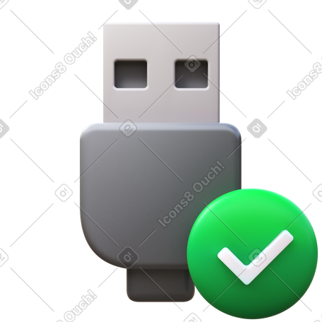 3D usb connected PNG, SVG