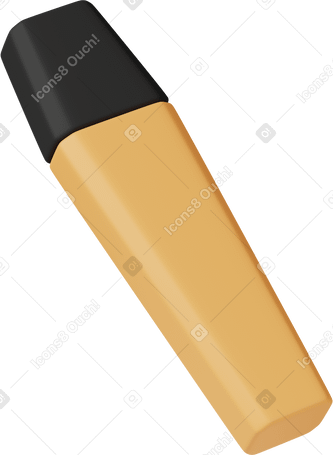 3D yellow marker pen PNG, SVG
