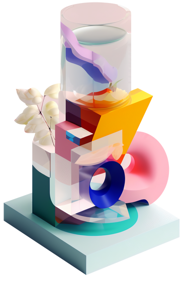 abstract composition with flowers made of glass PNG, SVG