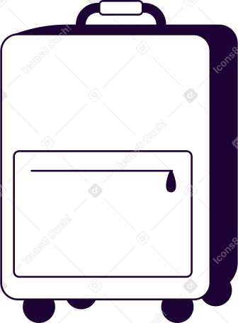 suitcase with pocket on wheels Illustration in PNG, SVG