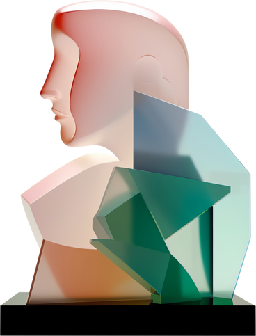 abstract sculpture made of glass head silhouette PNG, SVG