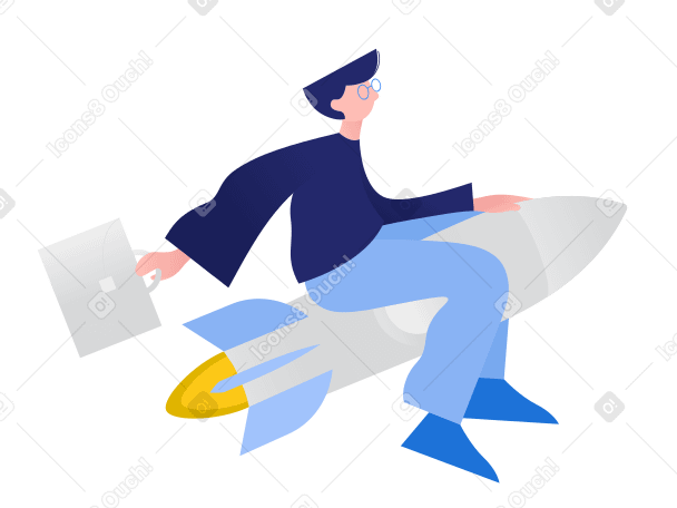 Illustration Homme volant sur une fusée aux formats PNG, SVG