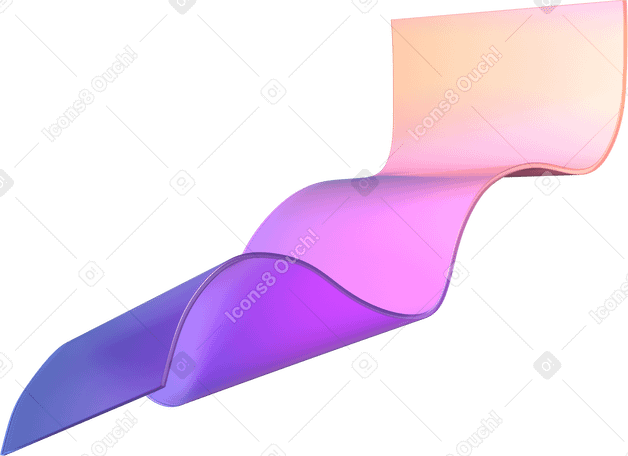 3D wide wavy gradient ribbon PNG, SVG
