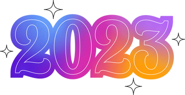 lettering 2023 with gradient and stars text PNG, SVG
