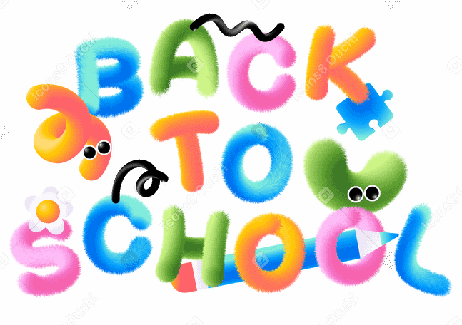 Надпись «снова в школу» карандашом и текстом-головоломкой в PNG, SVG