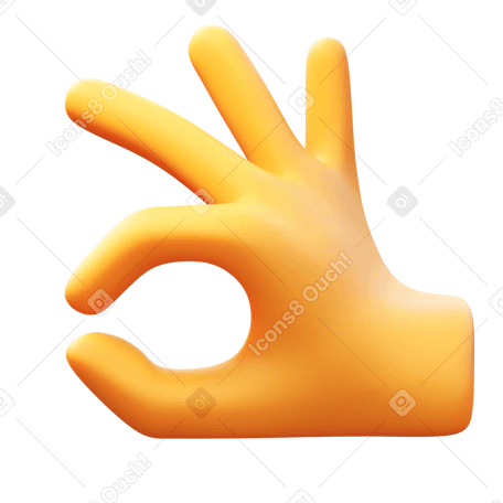 3D ok hand PNG, SVG
