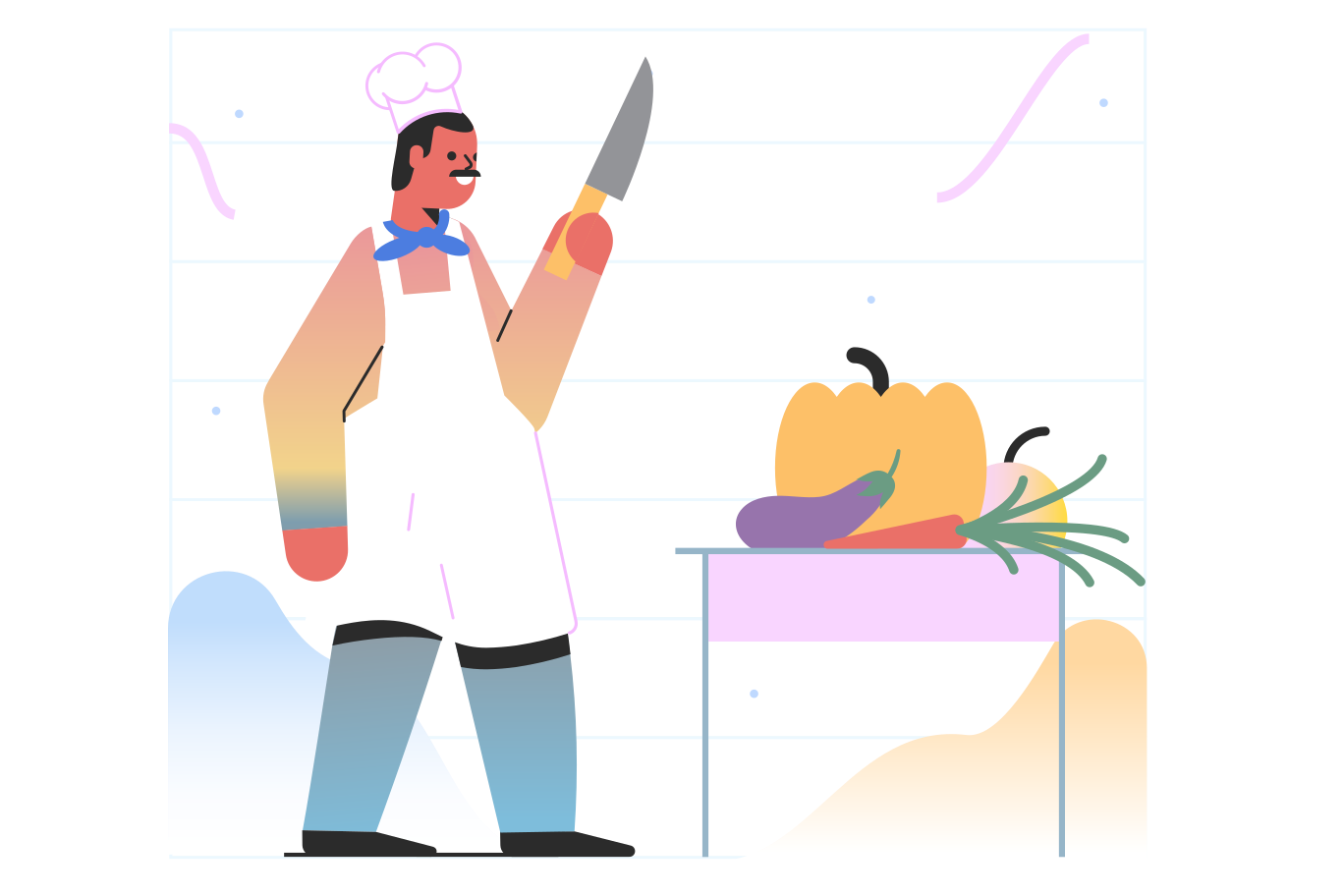 Making a vegetarian dinner Illustration in PNG, SVG