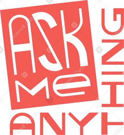 lettering ask me anything red Illustration in PNG, SVG