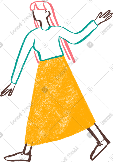 举手行走的长发女人 PNG, SVG