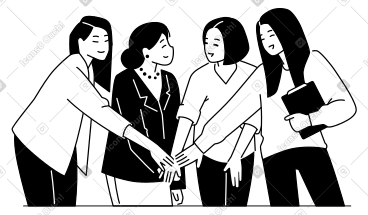 Successful women stacking hands together PNG, SVG