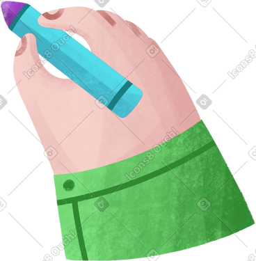 Hand holding a blue pencil PNG, SVG