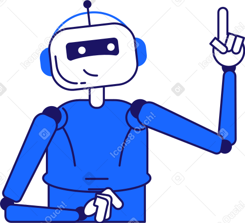 robot with the index finger raised up PNG, SVG