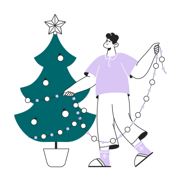 Guy decorates the Christmas tree PNG, SVG