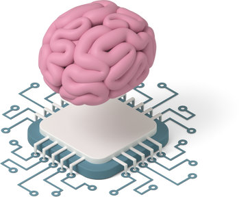 Chip with human brain в PNG, SVG