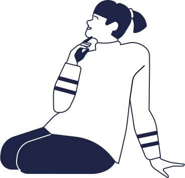 Femme en pull est assise sur le sol et lève les yeux PNG, SVG