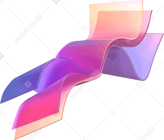 3D ribbons merging in colorful synergy PNG, SVG