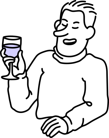 Молодой человек пьет вино в PNG, SVG