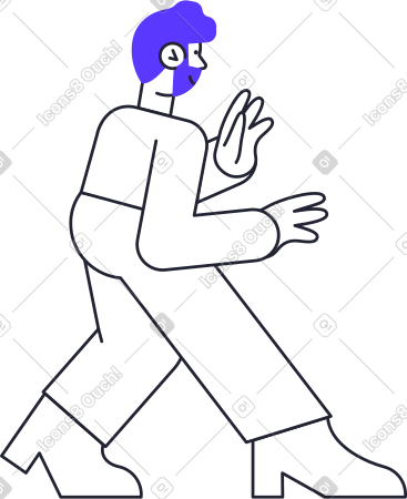 Blue haired man sneaking PNG, SVG