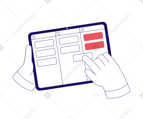Kanban board on a tablet PNG, SVG