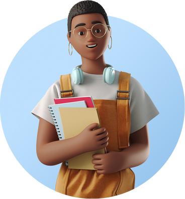 female student with notebooks PNG, SVG