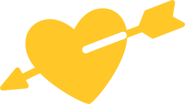flèche coeur jaune PNG, SVG