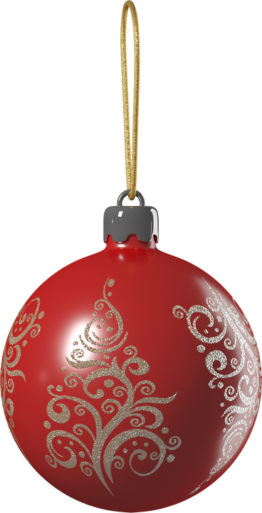 red christmas bauble with glitter ornament PNG, SVG