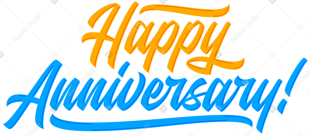 lettering happy anniversary! with embossing text PNG, SVG