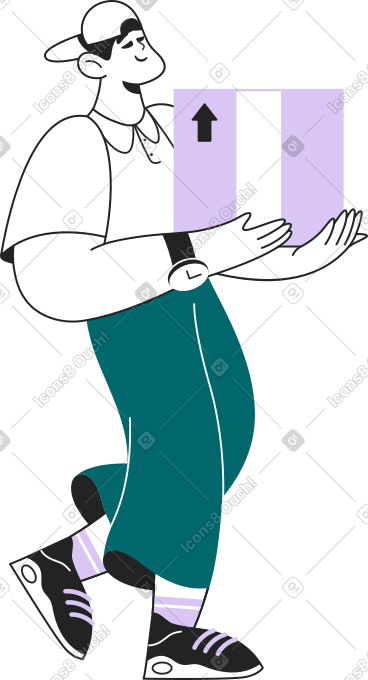 戴帽子的男人手里拿着盒子 PNG, SVG