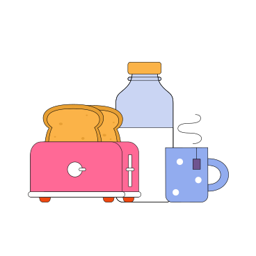Toaster bread and a bottle of milk PNG, SVG