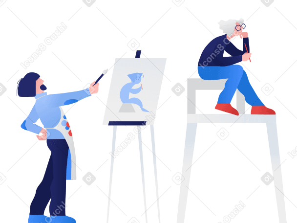 Artist painting a picture of a live model PNG, SVG